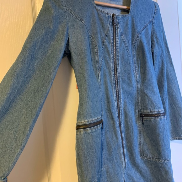 Vintage zip up denim dress. - Picture 3 of 6